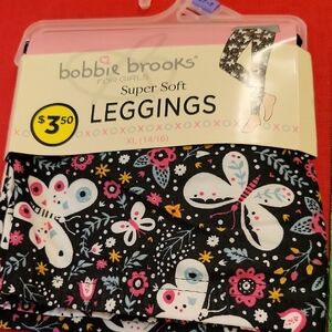 Bobbie Brooks Kids' Black Butterfly Floral Leggings